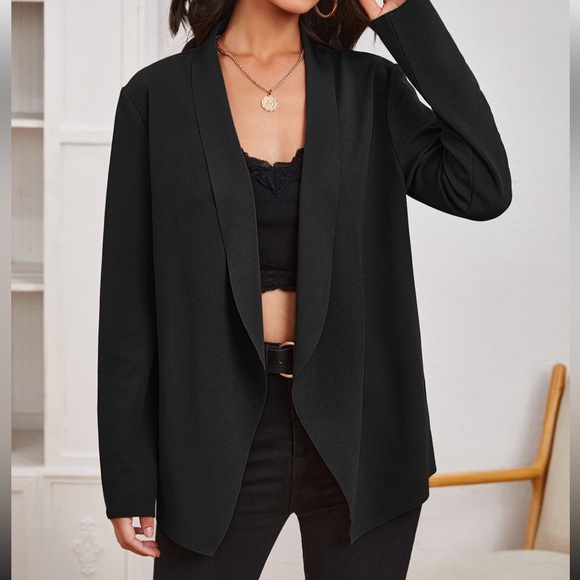 SHEIN Tops - Shein black slight weight layering jacket coat